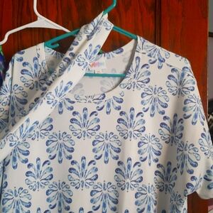 Lularoe dress with belt.. new without tags, white with blue flowers